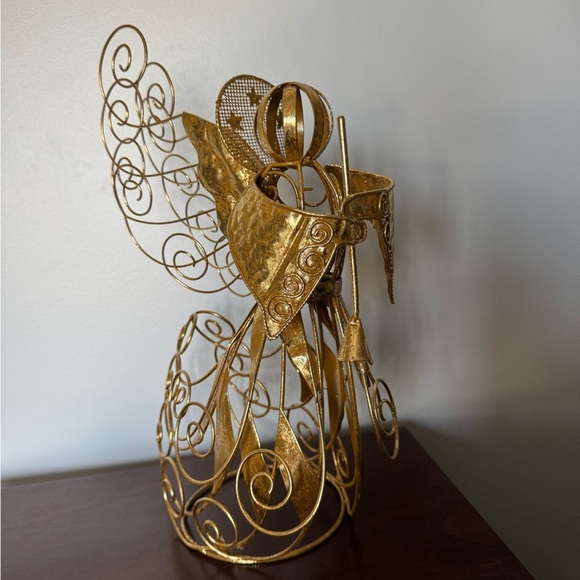 Gold Angel Sculpture tree topper, Candle holder, decorative piece. - Picture 2 of 6